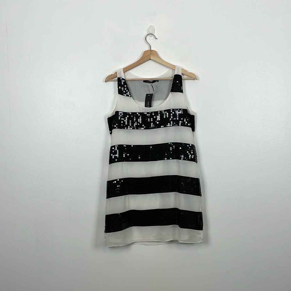 Ark & Co Sleeveless Short Sequin Lined Dress Womens M Semi Sheer Pullover Dress